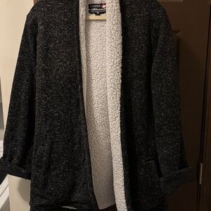 Black and White Open Front Cardigan Sweater